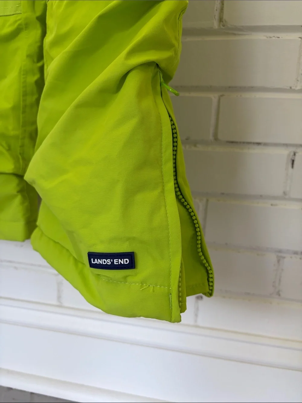Lands' End Bright Lime Green Kids Snow Bib Overalls size 10